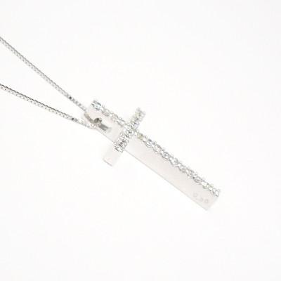 ペンダントネックレス pt900 0.3ct ダイヤモンド クロスペンダント