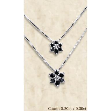 ペンダントネックレス pt900 0.3ct フラワー ブラックダイヤモンド