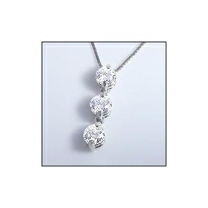 スリーストーン18K WG ペンダント ペンダントネックレス あすつく K18YG PG WG 0.3ct スリーストーン