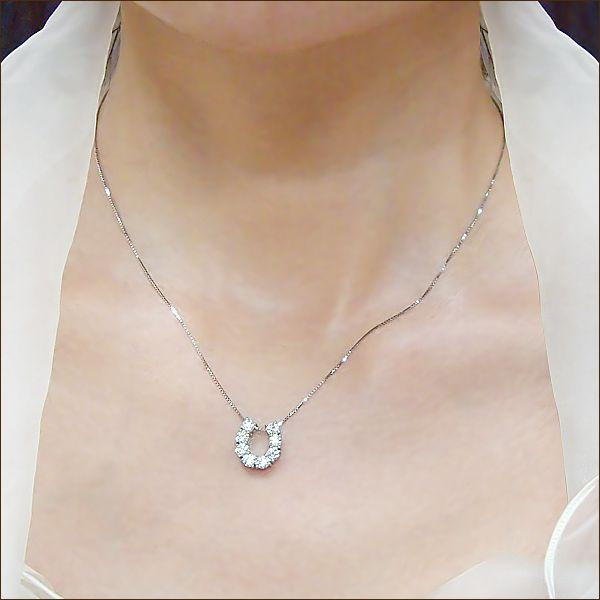 ペンダントネックレス あすつく 大特価 馬蹄ネックレス K18WG 1.0ct 馬蹄ダイヤモンドペンダントネックレス I1〜SI-2 透明感溢れるライトカラーダイヤモンド｜lugejewelry｜03