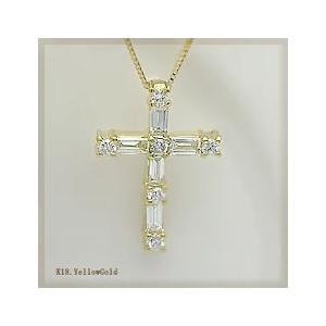 ペンダントネックレス K18YG PG WG 0.4ct バケットカット ダイヤモンド