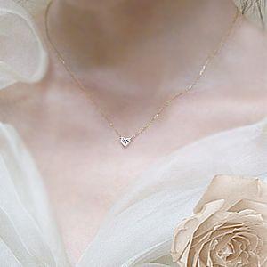 ペンダントネックレス K18YG PG WG 0.3ct ハートカットダイヤモンド