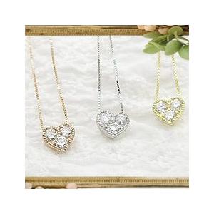 ペンダントネックレス K18YG PG WG 0.3ct ハート ダイヤモンド