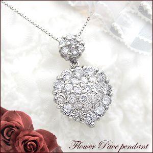 ペンダントネックレス PT900 1.0ct ダイヤモンド フラワーパヴェ『FlowerPave』SIクラス F〜Dカラー 無色透明 GOOD〜VERYGOOD ブライダルジュエリー