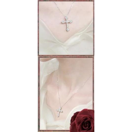 ペンダントネックレス 限定品 K18YG PG WG 0.85ct ダイヤモンドクロス