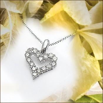 ペンダントネックレス あすつく Pt900 0.22ct オープンハート