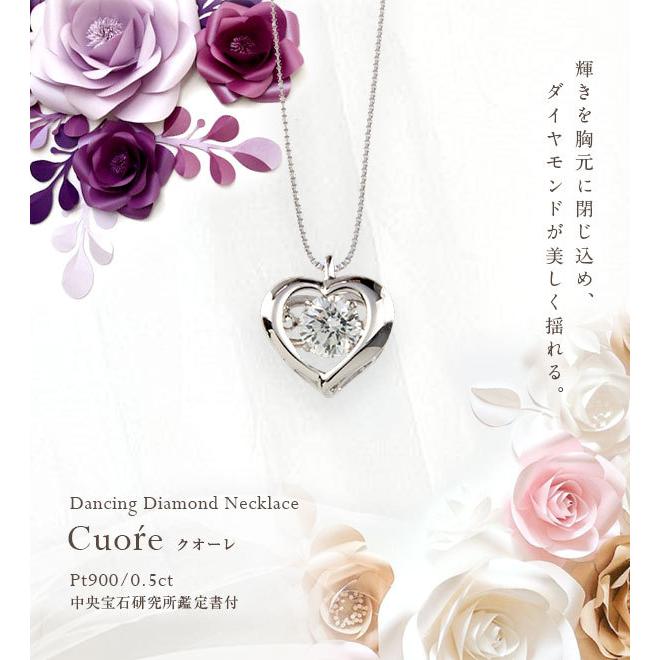 ペンダントネックレス 中央宝石研究所 鑑定書付 pt900 0.5ct ハート 