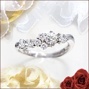 ダイヤモンドリング 指輪 pt900 pt950 0.5ct グラデーション『future』SIクラス F〜Dカラー 無色透明 GOOD〜VERYGOOD ウエーブ 誕生石 10周年 ジュエリー 記念日_1