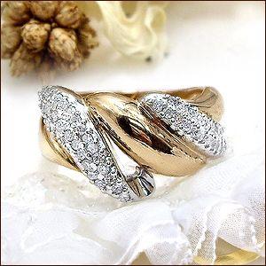ダイヤモンド リング 指輪 高級☆K18 pt900(コンビ) 0.5ct パヴェ