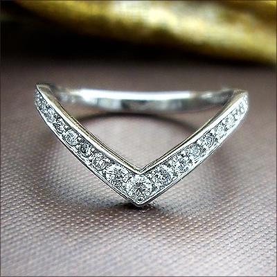 ダイヤモンドリング K18YG PG WG 0.24ct V字 フチ有 ダイヤモンド  