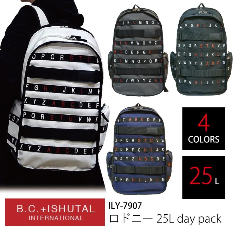 ビーシーイシュタル リュック 2ルームタイプ 25L B.C.+ISHUTAL ロドニー テープロゴ デイパック B4 IRY-7907｜luggagemarket