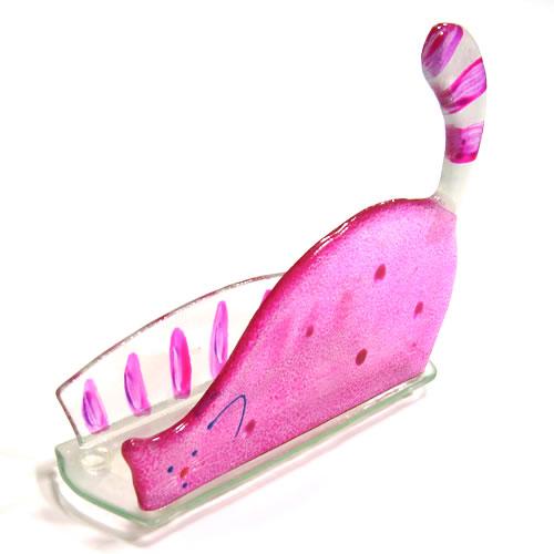 ドイツ　ガラス製　おしゃれねこホルダー　ピンク | 