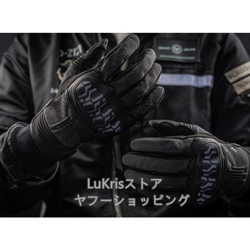セール！ DUHAN 山羊革 本革 スマホ対応 バイク用グローブ 全指 ロード