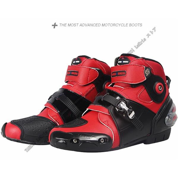 SALE! レーシングシューズ メンズ　バイク用靴　ツーリング　ライディンブーツ　ライディング　オートバイ　ショート　耐衝撃構造　黒赤白｜lukris-store｜05