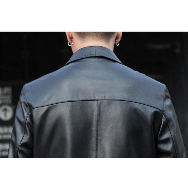 本革 レザー コート メンズ ステンカラージャケット スタイリッシュ