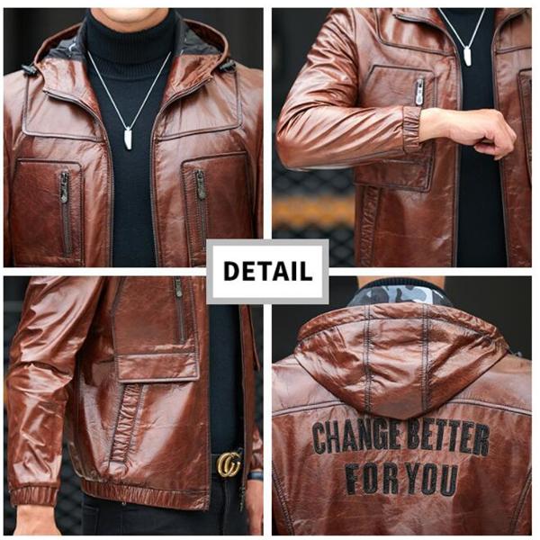 SALE! 本革 ジャケット メンズ 牛皮 シングルライダース コート フード