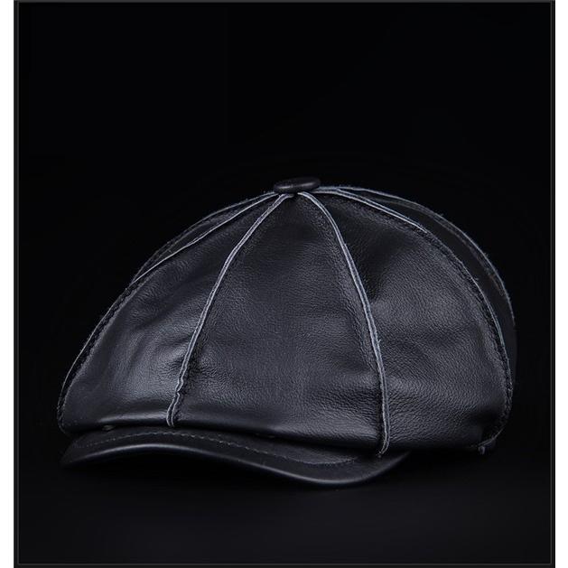 SALE！ベレー帽 メンズ 牛革 ハット 八角帽子 キャップ レザー 耳あて
