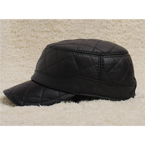 ラム革 ワークキャップ メンズ レールキャップ レザー 本革 秋冬