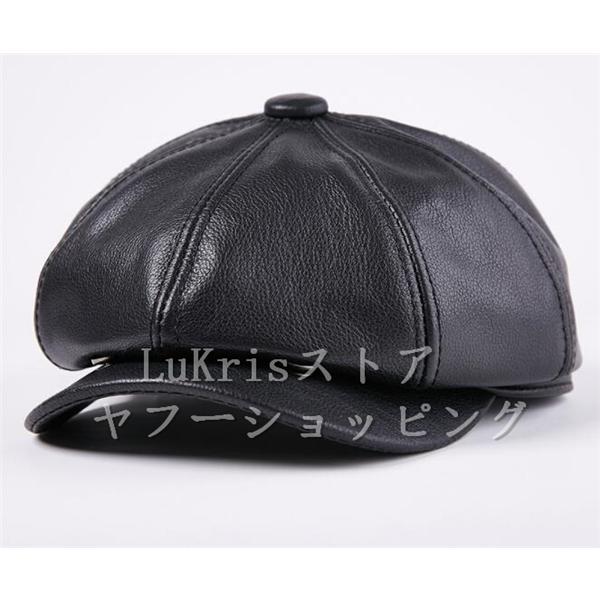 本革 牛革 レザー ハンチング 帽子 キャップ メンズ 秋冬 上品 SALE！ 牛革 本革 八角帽子 メンズ レディース リアルレザー