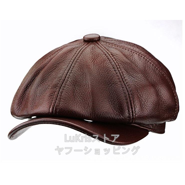 SALE！ 牛革 本革 八角帽子 メンズ レディース リアルレザー 男女兼用