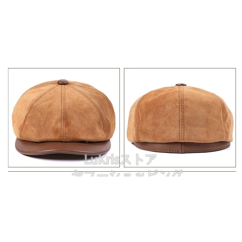 SALE！ 牛革 本革 八角帽子 スエード メンズ レディース リアルレザー