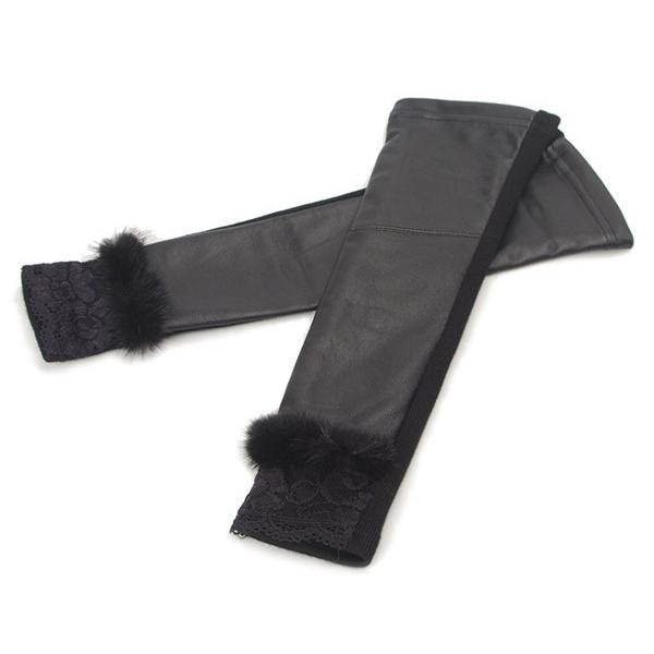 SALE! ロング 指なし アームカバー ラム革 アームウォーマー