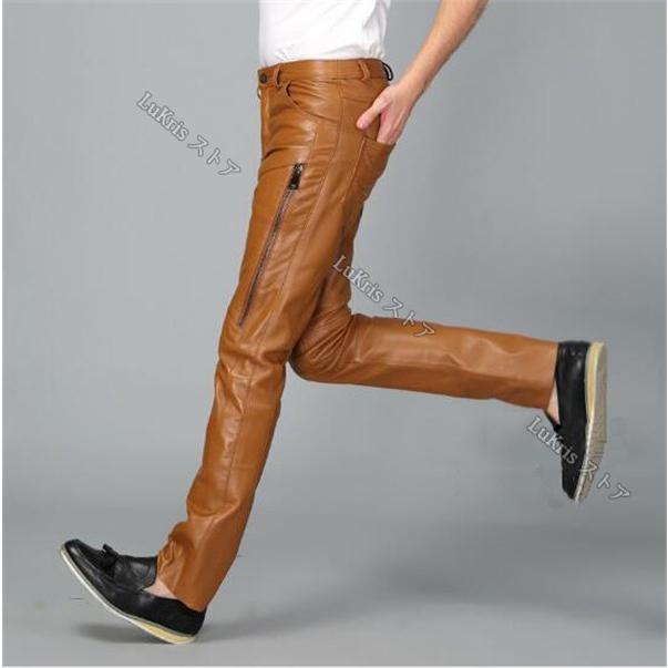 SALE! ラム革 本革 レザーパンツ 羊革パン ライダースズボン メンズ