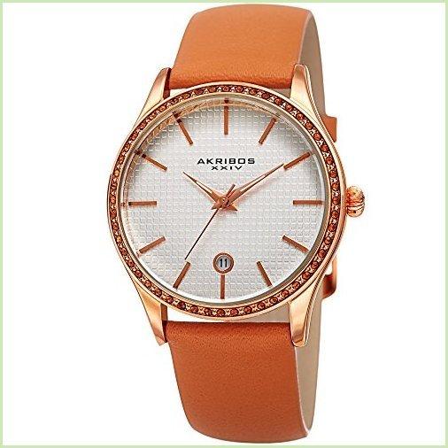[アクリボス XXIV] Akribos XXIV 腕時計 Women's Quartz Stainless Steel and Leather Casual Watch, Color:Orange クォーツ AK964TN レ