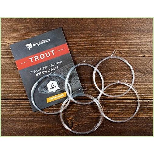 Anglatech フライフィッシング リーダーライン 7x 7 5フィート 5パック ループ付きナイロン 高級素材使用ブランド