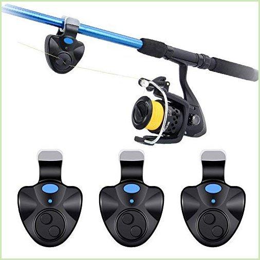 Qzc 釣りバイトアラーム 3ピース ブラック 電子ledライト 釣りバイトサウンド アラート ベル クリップ ナ 春先取りの