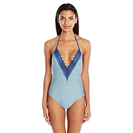 海外ブランド ダイエットウエア サポーター 海外の人気アイテムを送料無料で直輸入 特別価格seafolly Women S Standard Deep V Striped One Piece Swimsuit Riviera Lace F好評販売中 Denismilo Com