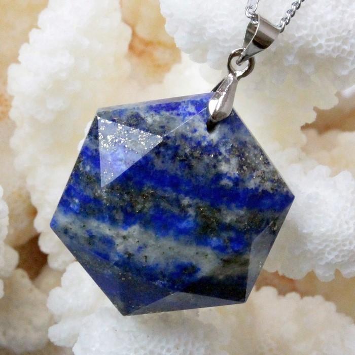 ラピスラズリ ペンダント ネックレス 六芒星 ヘキサゴン ダビデの星