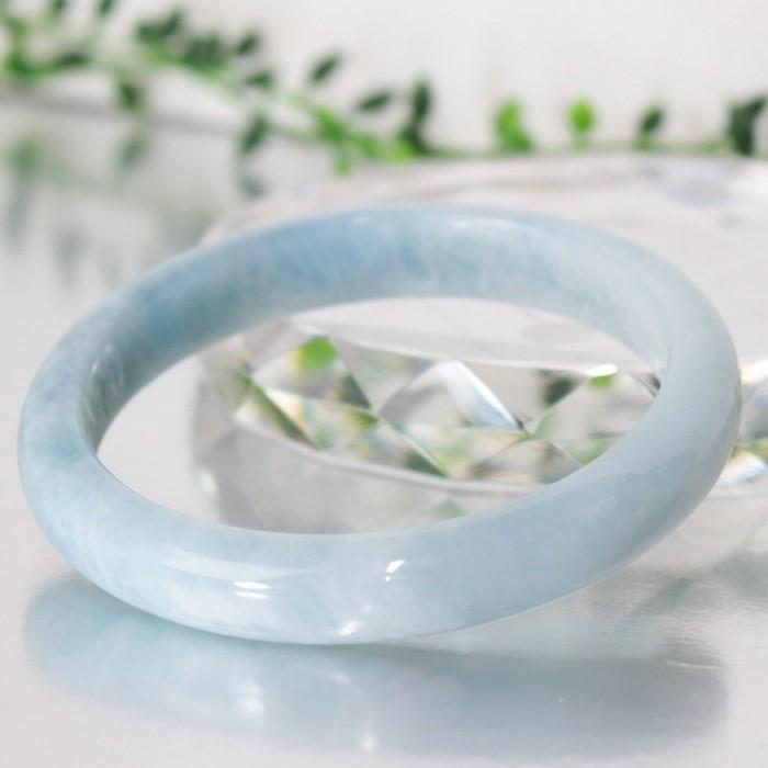 アクアマリン バングル 腕輪 ブレス ブレスレット Bangle アクア aqua 緑柱石 ミルキーアクア 一点物 【女性用LLサイズ