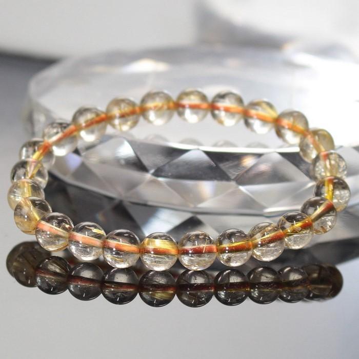 天然石ゴールドルチルクォーツ ブレスレット 約8mm ルチルクォーツ ブレスレット 腕輪 ブレス Bracelet 金針水晶 天然石