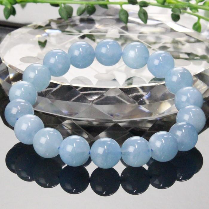 【一点物 11mm玉】 アクアマリン ブレスレット Bracelet ブレスレット Bangle 腕輪 ブレス Aquamarine ミルキーアクア メンズ レディース 天然石_1
