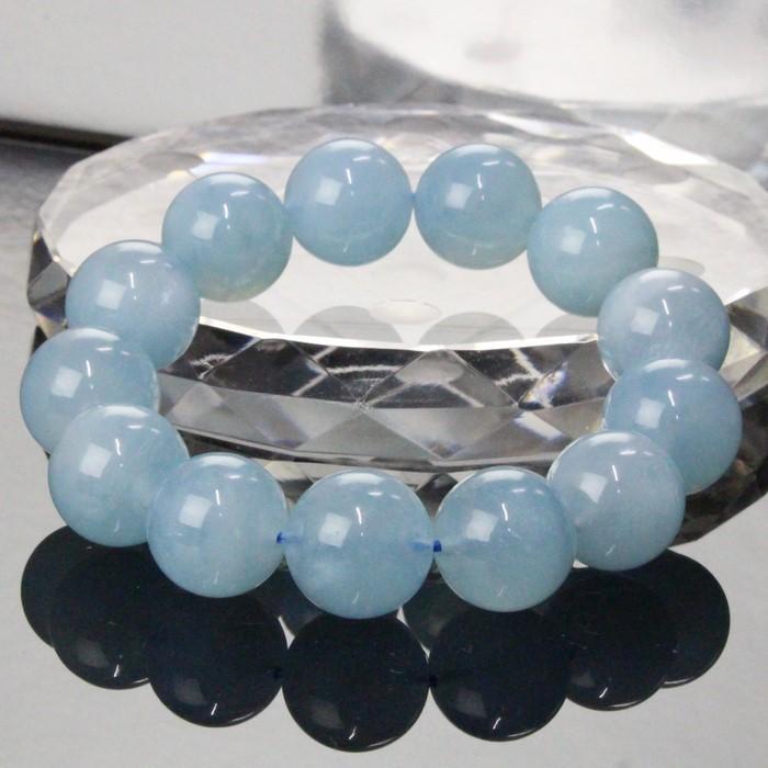 【一点物 15mm玉】 アクアマリン ブレスレット Bracelet ブレスレット Bangle 腕輪 ブレス Aquamarine ミルキー