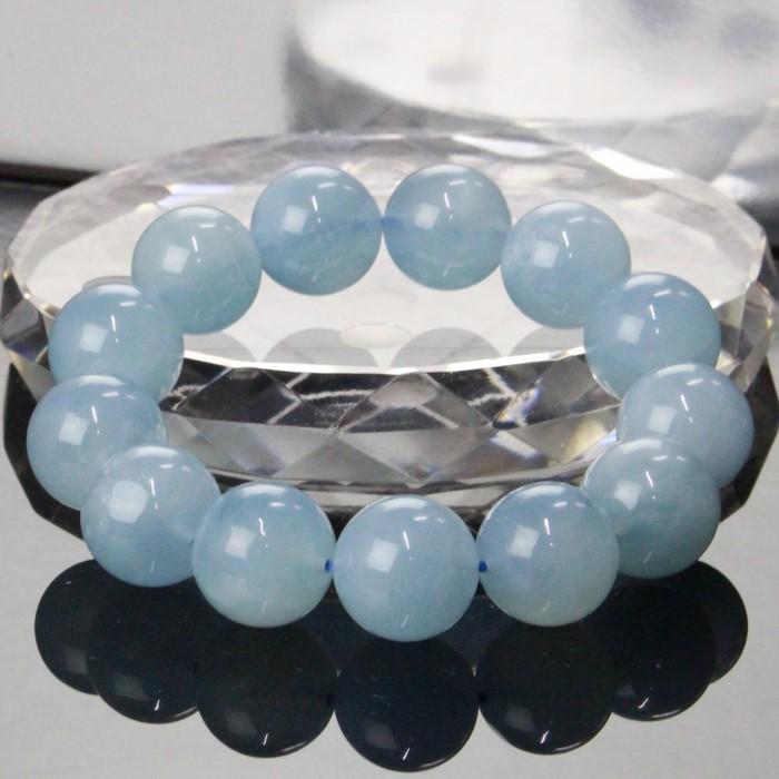 一点物 15mm玉】 アクアマリン ブレスレット Bracelet Bangle 腕輪