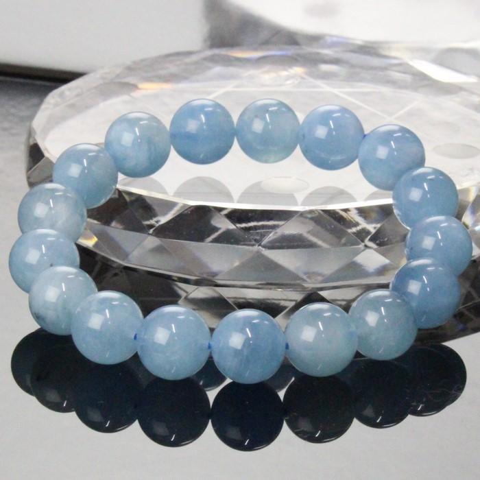 【一点物 12mm玉】 アクアマリン ブレスレット Bracelet ブレスレット Bangle 腕輪 ブレス Aquamarine ミルキーアクア メンズ レディース 一点物