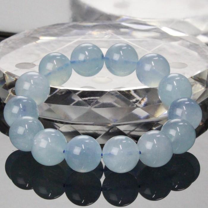 【一点物 13mm玉】 アクアマリン ブレスレット Bracelet ブレスレット Bangle 腕輪 ブレス Aquamarine ミルキーアクア メンズ レディース 天然石