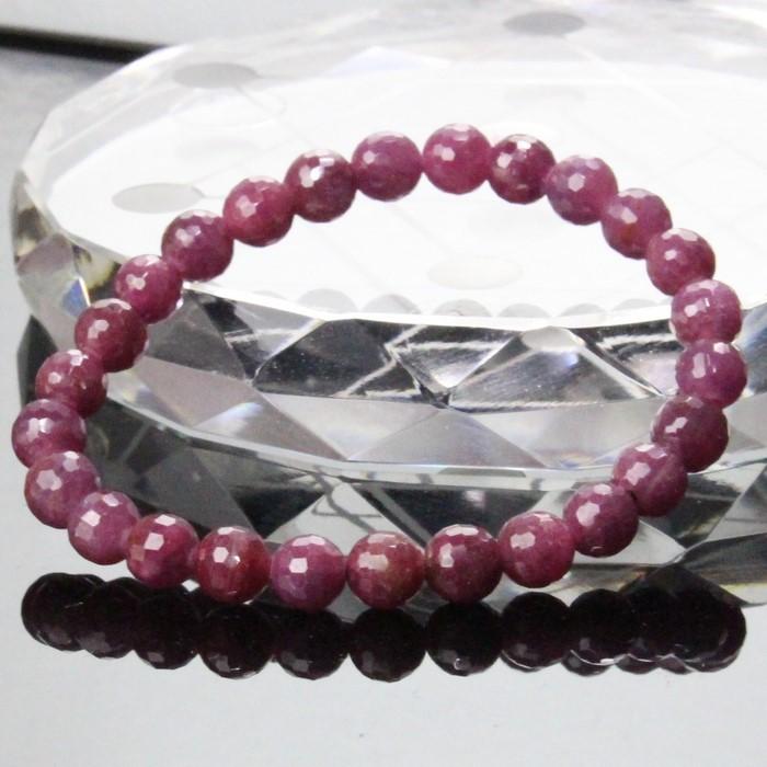 【一点物 6mm玉】 ルビー ブレスレット Bracelet ブレスレット Bangle 腕輪 ブレス バングル 数珠 Ruby 紅宝石 メンズ レディース パワーストーンの画像