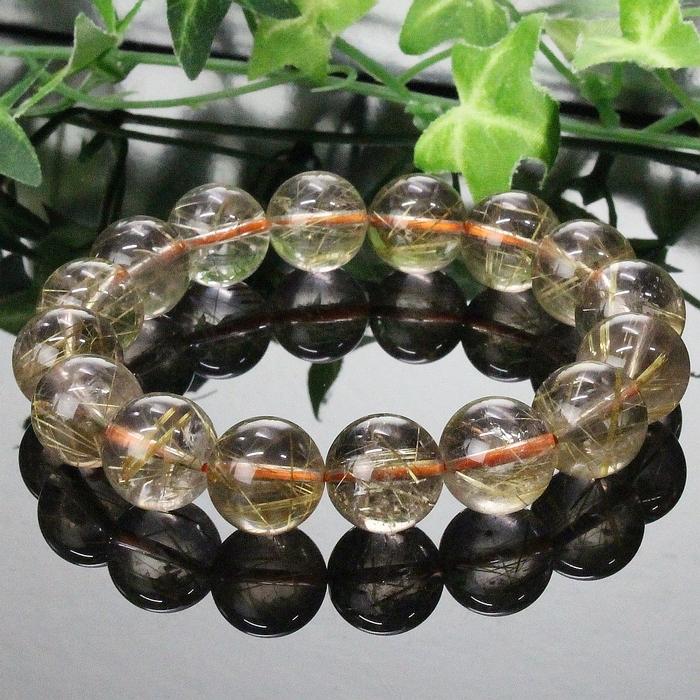 ルチルクォーツ ブレスレット 【レア 1点物】 Bracelet ブレスレット  金運 幸運 勝負運 天然 一点物の画像