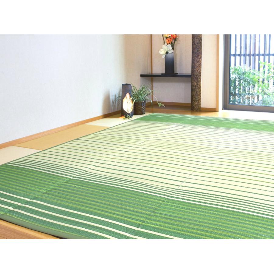 葉柄ラグ グリーン系 い草ラグ 3畳 180×230cm （葉山） 厚手 ブルー グリーン ふっくら