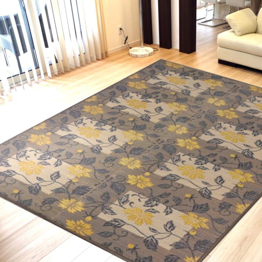 い草ラグ 2畳 国産 191×191cm (唐撫子BR) ブラウン 花柄 本袋 い草ラグ 2畳 国産 191×191cm (唐撫子BR) ブラウン 花柄 本袋
