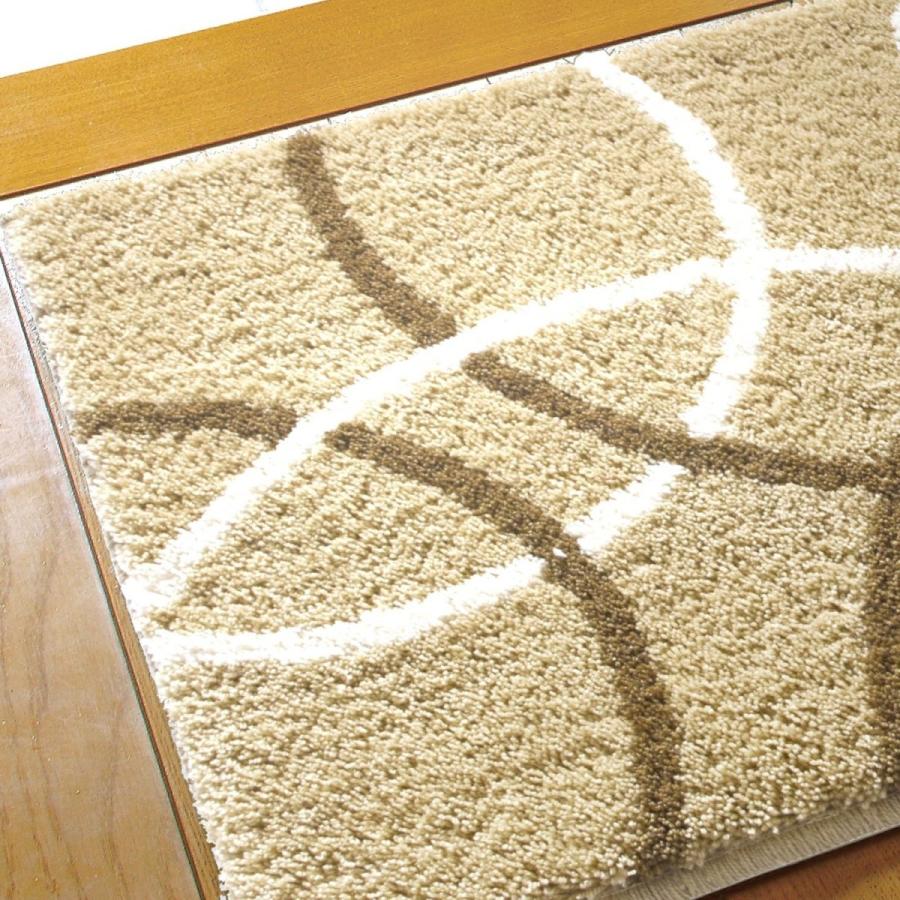 玄関マット 国産 45×75cm （ヌフ） 洗える ベージュ フック織り