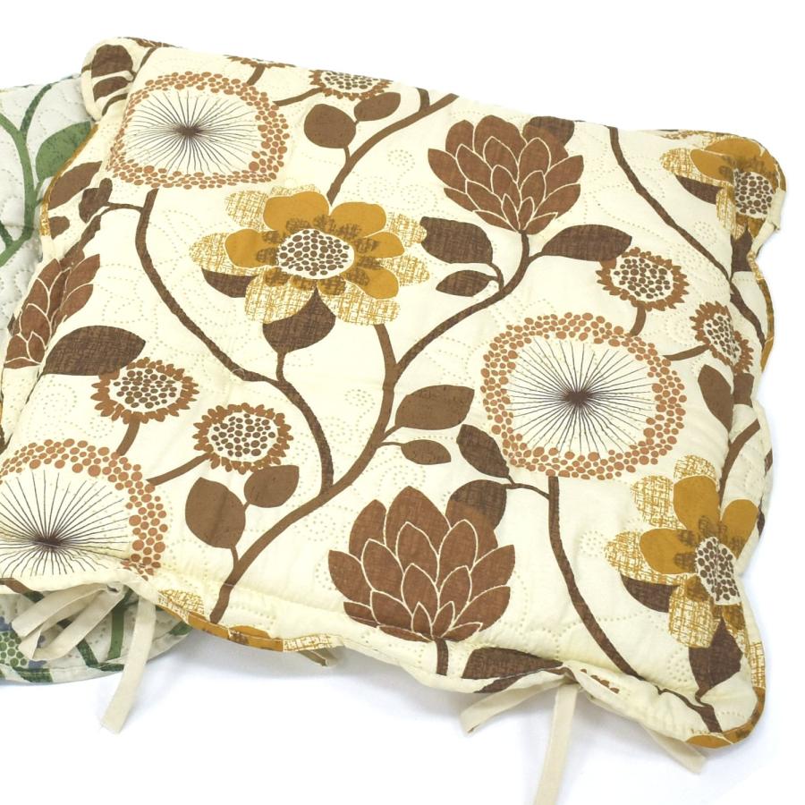 シートクッション 4枚セット 40×40cm （N-M110） 花柄 グリーン 