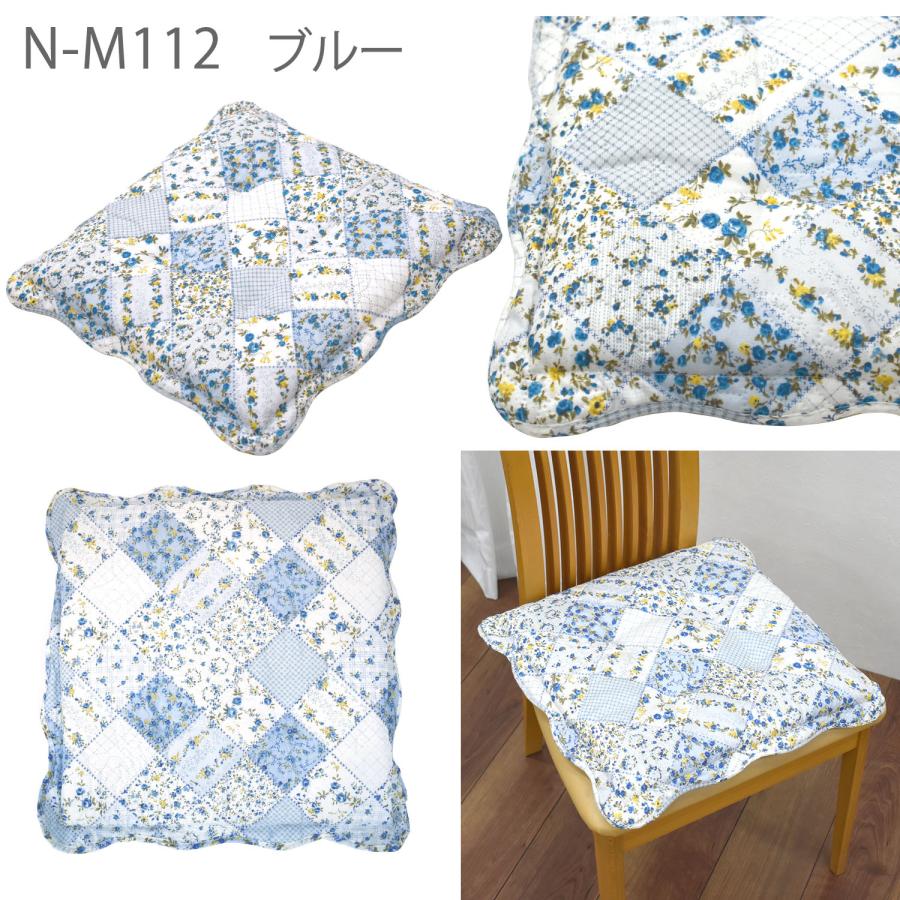 シートクッション 4枚セット 40×40cm （N-M） 花柄 リーフ柄 グリーン