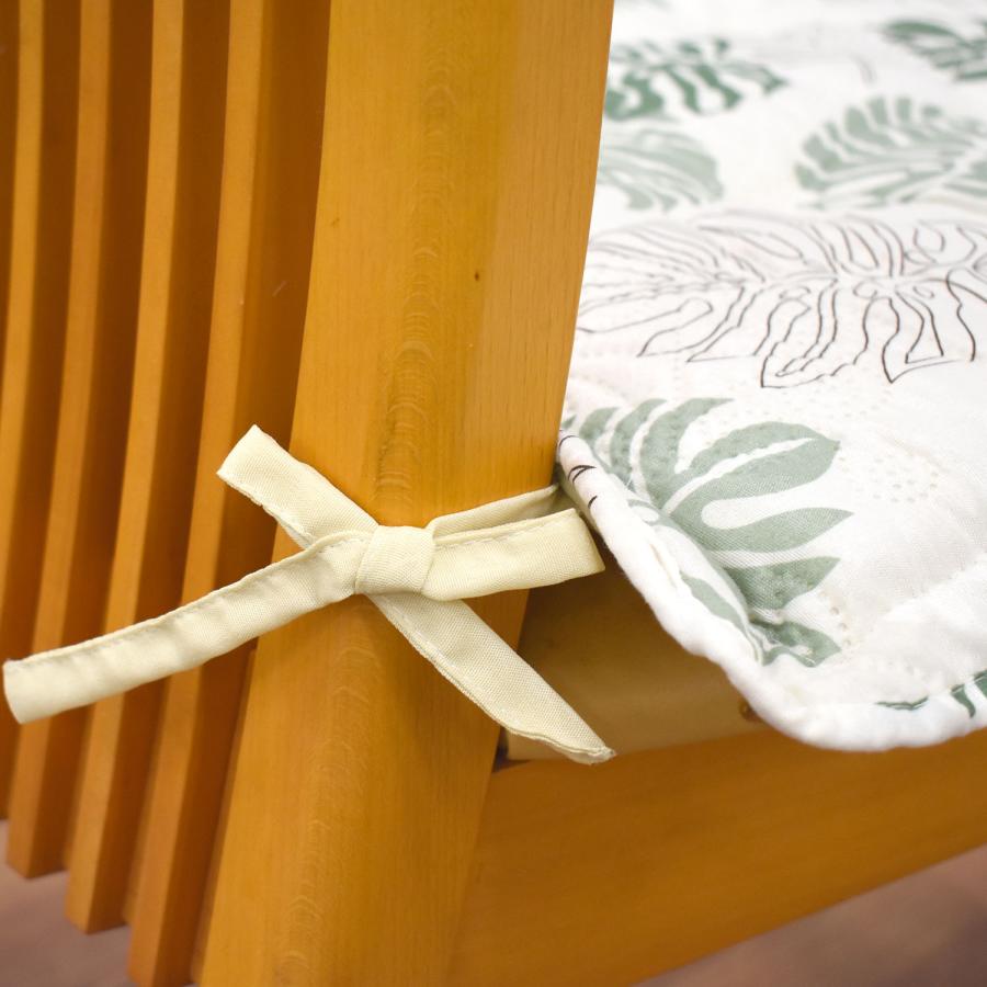 シートクッション 4枚セット 40×40cm （N-M） 花柄 リーフ柄 グリーン