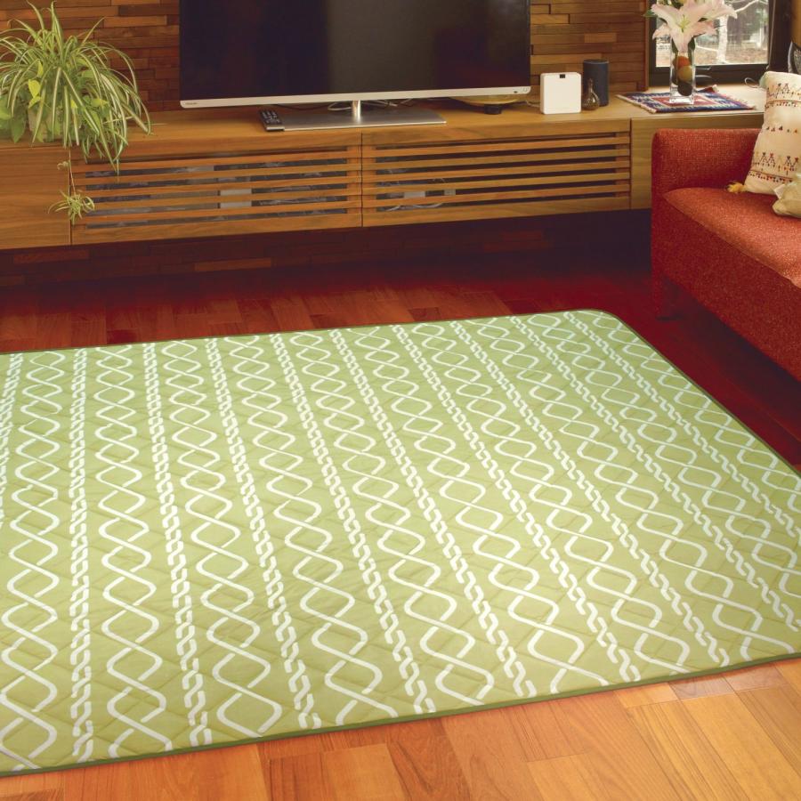 ラグ 接触冷感 キルト 約180×230cmかわいい ひんやり グリーン 3畳 冷感ラグ 3畳 180×230cm （キルトタイプ） 夏用 接触冷感 キルト
