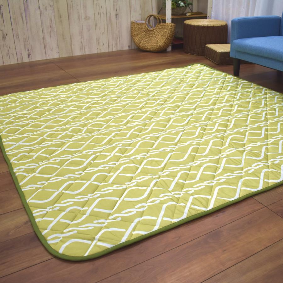 ラグ 接触冷感 キルト 約180×230cmかわいい ひんやり グリーン 3畳 冷感ラグ 3畳 180×230cm （キルトタイプ） 夏用 接触冷感 キルト