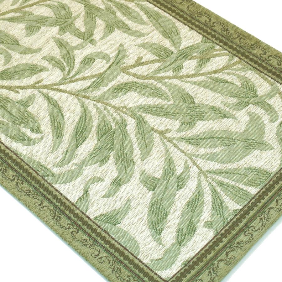 玄関マット 屋内 50×80 （ウィロー） 洗える リーフ柄 グリーン